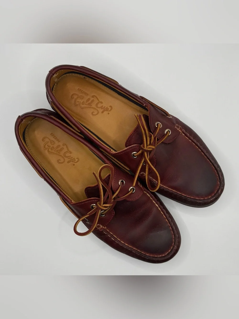 Sperry Gold Cup Leather Boat Shoes Men's Size 10.5M Burgundy Brown Hand-Sewn